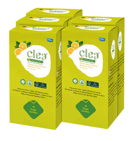 Clea Cleansing & Makeup Remover Wipes (Lemon,Tulsi) (Single Pack Wipe) (10N Wipes In One Duplex) (Total 50 Pcs)