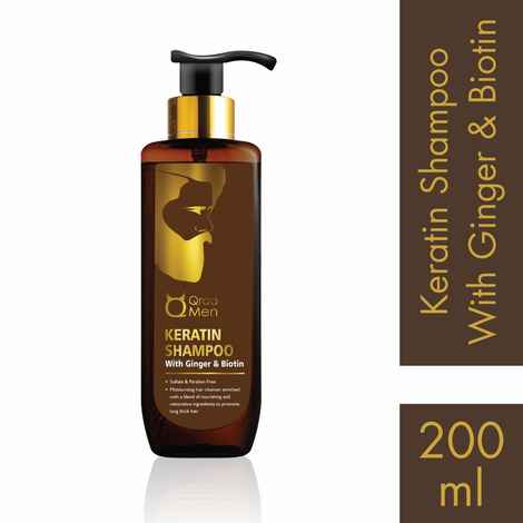 Qraa Men Keratin Shampoo With Ginger & Biotin for Nourished and Thick Hair- Sulfate & Paraben Free, (200 ml) Shampoo