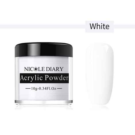 Buy NICOLE DIARY Acrylic Powder Tip Extension French Nail Polymer Powder Nail Art Tips Builder Manicure Nail Polymer Nail Tools (White_10g) - Purplle