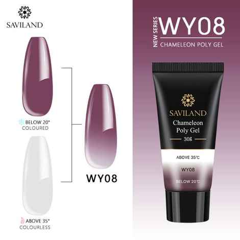 Buy SAVILAND Polygel Changing Color Thermal Extension Nail Art Camouflage Acrylic Poly Gel Nail Quick Building UV Gel Polish (WY08_30g) - Purplle