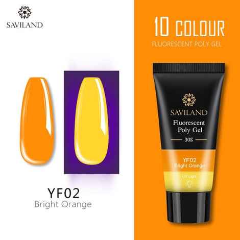 Buy SAVILAND Poly Gel Neon Nails Rainbow Fluorescence Polygel Crystal Enhancement Slip Solution Quick Extension Gel (YF02_Bright Orange_30g) - Purplle