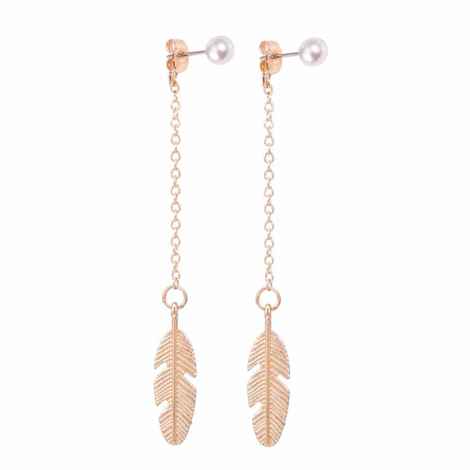 Buy Ferosh Efrain Golden Feather Drop Earrings - Purplle