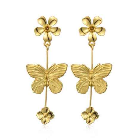 Buy Ferosh Floarea Butterfly Glistening Golden Drop Earrings - Purplle