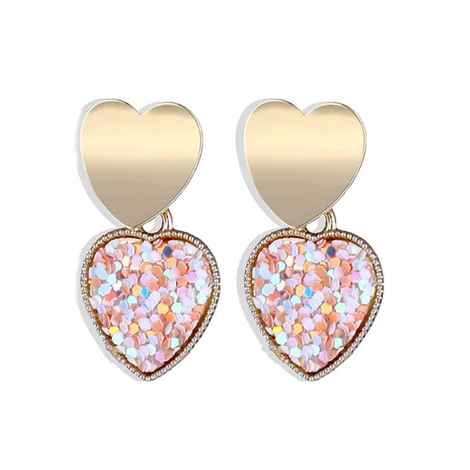 Buy Ferosh Lyla Pink Sparkling Heart Golden Drop Earrings - Purplle