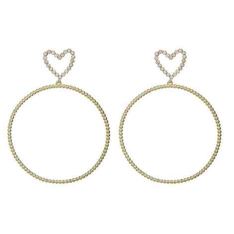 Buy Ferosh Moira Rhinestone Heart Open Circular Earrings - Purplle
