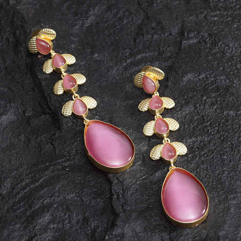 Buy Ferosh Pariyat Pink Golden Drop Earrings - Purplle