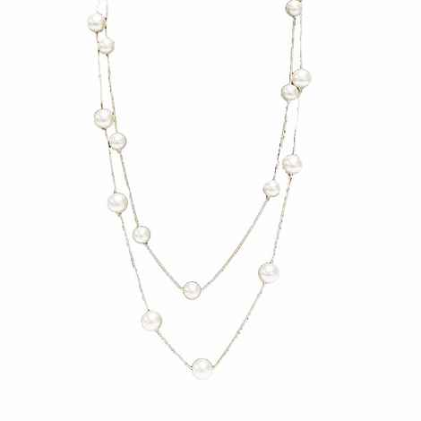 Buy Ferosh Mireya Dual-Layered Silver Pearl Necklace - Purplle
