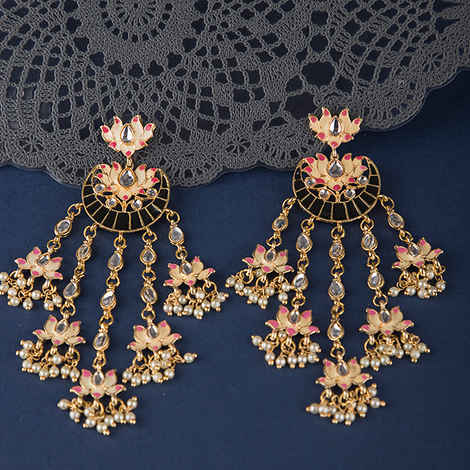 Buy Queen Be Lotus Chandelier Earrings - Purplle