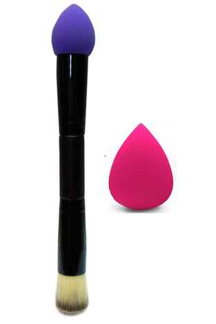 Buy AY Make up 2 in 1 Foundation Concealer brush with 1 Makeup Sponge Puff (Color May Vary) - Purplle