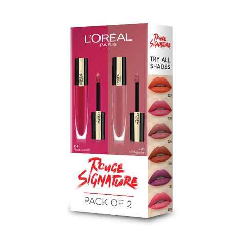 Buy L'Oreal Paris Rouge Signature pack of 2 (shade 114 + 121) (14 g) - Purplle