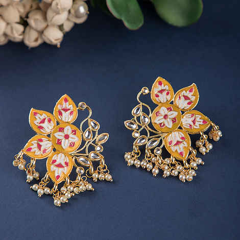 Buy Queen Be Flower Power Yellow Earrings - Purplle