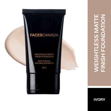 Buy Faces Canada Weightless Matte Foundation | Grape extracts & Shea Butter |Natural Matte Finish | Dermatologically Tested | All Skin Types | Ivory 35ml - Purplle