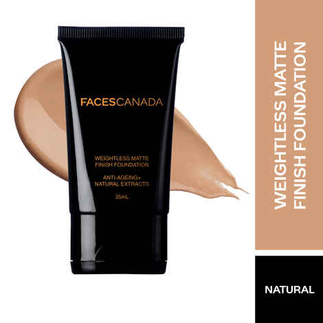 Buy Faces Canada Weightless Matte Foundation | Grape extracts & Shea Butter |Natural Matte Finish | Dermatologically Tested | All Skin Types |Natural 35ml - Purplle