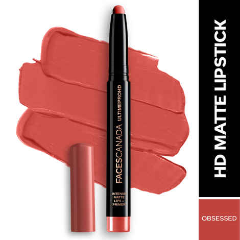 Buy FACES CANADA Ultime Pro HD Intense Matte Lipstick + Primer - Obsessed, 1.4g | 9HR Long Stay | Feather-Light Comfort | Intense Color | Smooth Glide - Purplle