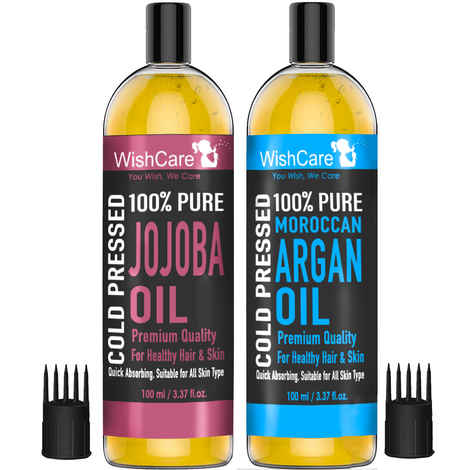 Buy WishCare Pure and Natural Moroccan Argan Oil & Unrefined Jojoba Oil (Each 100 ml) - Purplle