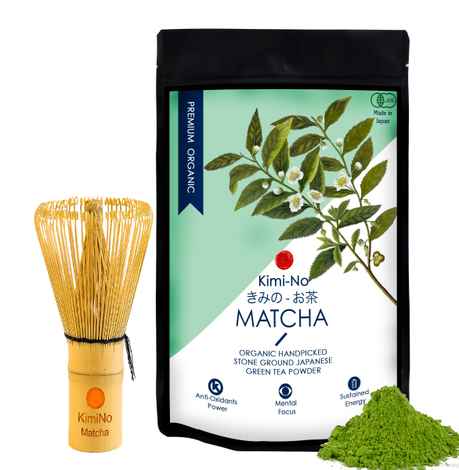 Buy KimiNo Japanese Organic Matcha Green Tea Powder (100 g) & Bamboo Matcha Whisk (Chasen) - Purplle