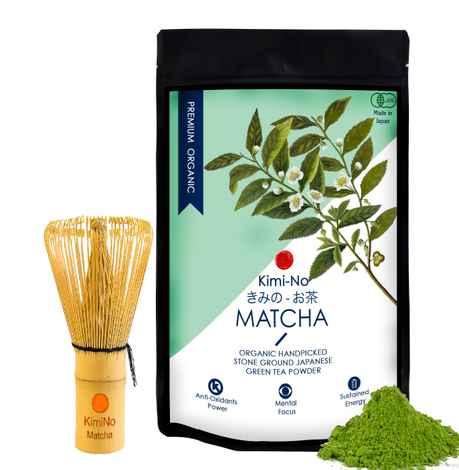 Buy KimiNo Japanese Organic Matcha Green Tea Powder (200 g) & Bamboo Matcha Whisk (Chasen) - Purplle
