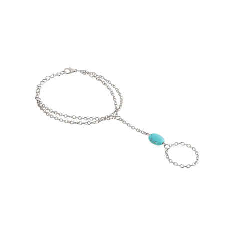 Buy Femnmas Silver Blue Bead Ring Bracelet - Purplle