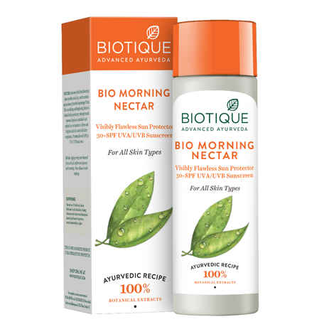 Buy Biotique Morning Nectar Visbily Flawless Sun Protector 30+ SPF UVA/UVB Sunscreen (120 ml) - Purplle