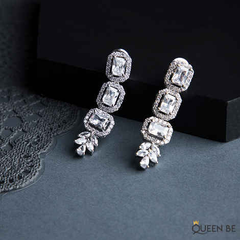 Buy Queen Be Posh Treasure White Stone Earrings - Purplle