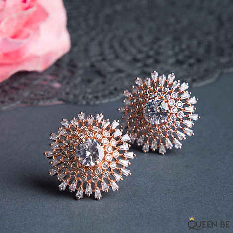 Buy Queen Be Ornate Wonder Rose Gold Earrings - Purplle