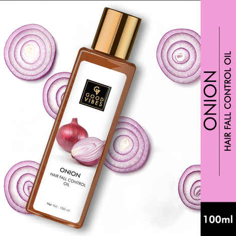 Buy Good Vibes Onion Hairfall Control Oil | Strengthening | Hair Growth | No Parabens, No Sulphates, No Mineral Oil, No Animal Testing (100 ml) - Purplle