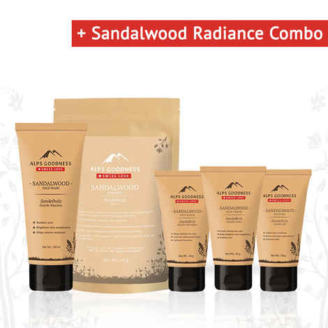 Buy Alps Goodness Sandalwood Radiance Combo - Face Wash, Cream, Scrub, Gel and Powder - Purplle