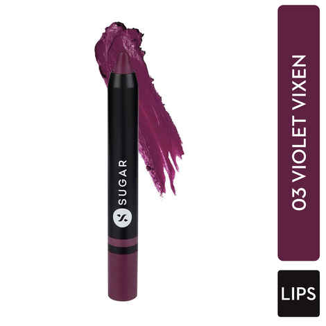 Buy SUGAR Cosmetics Plush Crush Creme Crayon Lipstick - 03 Violet Vixen (Warm Purple with hints of pink) - Purplle