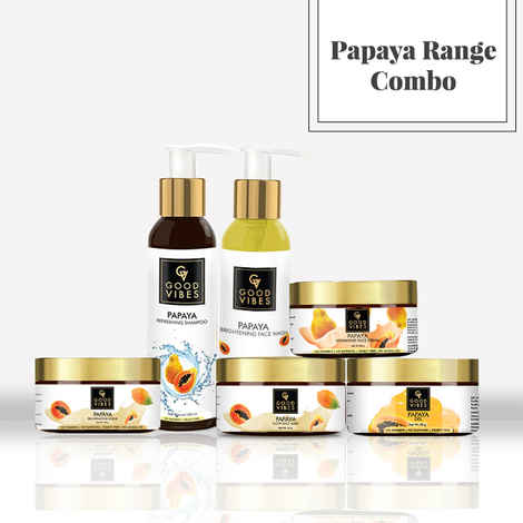Buy Good Vibes Papaya Range Combo - Face Wash, Scrub, Mask, Gel, Cream, Shampoo - Purplle