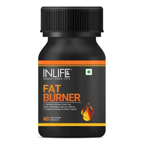 INLIFE Fat Burner with L-Carnitine Green Tea Green Coffee Bean Natural Caffeine L-Theanine Bioperine Piperine Extract Weight Keto Supplement for Women Men - 60 Vegetarian Capsules