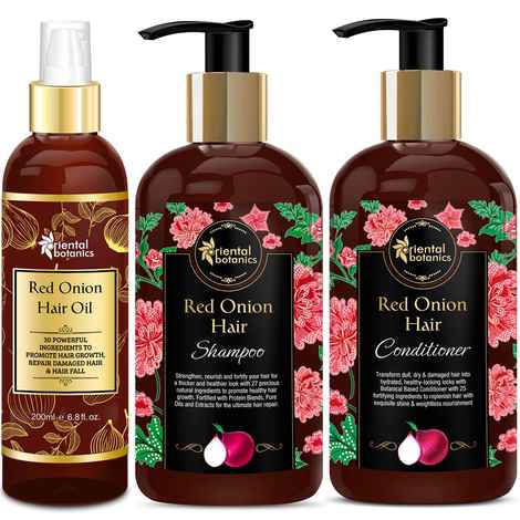 Buy Oriental Botanics Red Onion Hair Shampoo 300ml + Conditioner 300ml + Hair Oil (200 ml) - Purplle