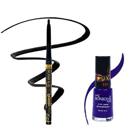 Buy Bonjour Paris Eye Drama Liquid Eye Liner (Matte Blue) + Auto Kajal - Combo offer APB03-LELB01-BLU - Purplle