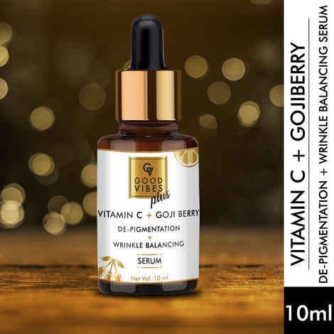 Buy Good Vibes Vitamin C & Goji Berry Depigmentation & Wrinkle Balancing Face Serum | Lightening | With Aloe Vera | No Parabens, No Sulphates (10 ml) - Purplle