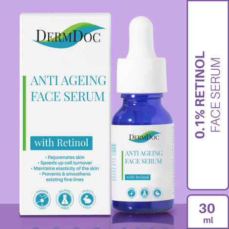 DermDoc 0.1% Retinol Anti Ageing Face Serum|Prevents and Smoothens Fine Lines, Wrinkles|For All Skin types|Paraben Free| Sulfate Free| Cruelty Free -(30 ml)