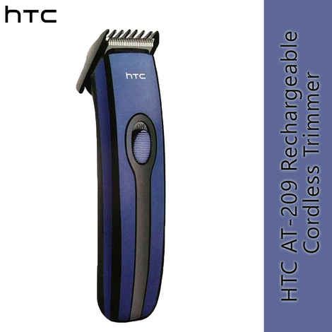 Buy HTC AT-209 Rechargeable Cordless Trimmer For Men (Blue) - Purplle
