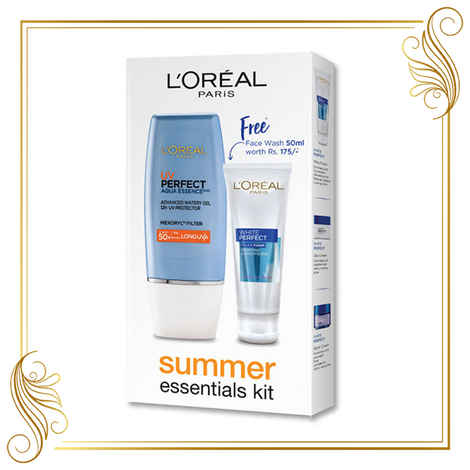 Buy L'Oreal Paris UV Perfect Super Aqua Essence SPF 50 + and L'oreal L'Oreal Paris White Perfect Facial Milky Foam (50 ml) FREE - Purplle