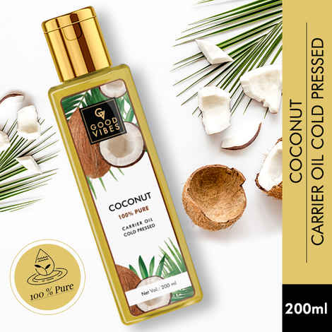 Buy Good Vibes Coconut 100% Pure Coldpressed Carrier Oil | Hair Growth, Anti-Ageing, Hydrating | No Parabens, No Sulphates, No Mineral Oil (200 ml) - Purplle