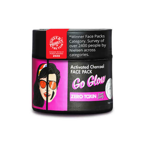 Super Smelly Go Glow Zero Toxin & Naturally Derived Face Pack For Glowing Skin - Activated Charcoal, Coffee Seeds, Cocoa, Green Clay, Grape Seed Oil, 70 gm