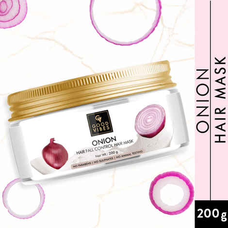 Buy Good Vibes Onion Hair Fall Control Hair Mask | Strengthening, Hair Growth | No Parabens, No Sulphates, No Animal Testing (200 g) - Purplle