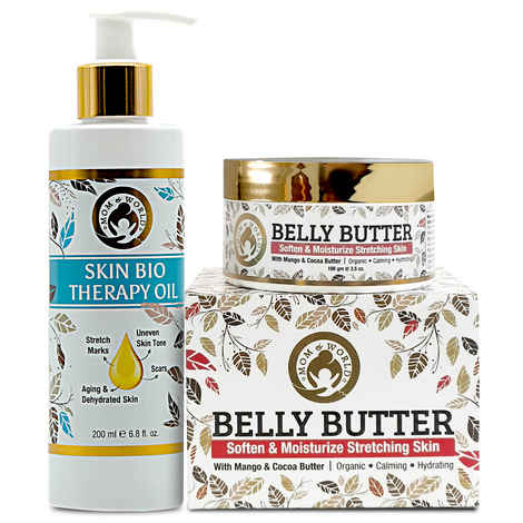 Buy Mom & World Gentle & Smooth Combo | Skin Bio Therapy Oil (200 ml) + Belly Butter (100 g) - Purplle