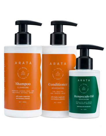 Buy Arata Natural Hair Care set for Men & Women with Cleansing Shampoo,Hempocado Oil & Hair Conditioner || All Natural,Vegan & Cruelty Free || Plant Based,Non-Toxic Hair Therapy - Purplle