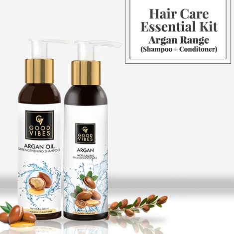 Buy Good Vibes Hair Care Essential Kit - Argan Range (Shampoo + Conditoner) - Purplle