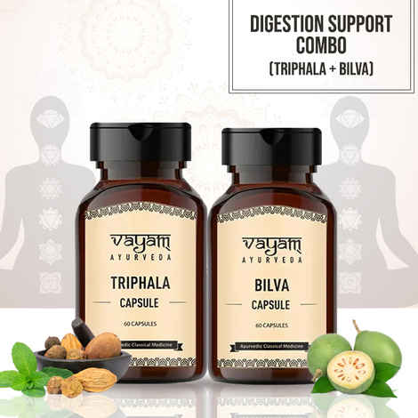 Buy Vayam Ayurveda Digestion Support Combo - (Triphala + Bilva) | Ayurvedic | Natural | Herbal | Pure | Sulphate free | Paraben Free | alcohol free | 100% vegetarian - Purplle