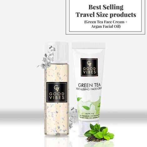 Buy Best Selling Travel Size products (Green Tea Face Cream + Argan Facial Oil) - Purplle