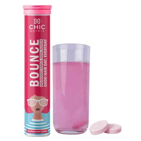 Buy Chicnutrix Bounce - Hair Recovery Complex, Biotin, Selenium for A Good Hair Day, Everyday - 20 Effervescent Tablets - Raspberry Flavour - Purplle