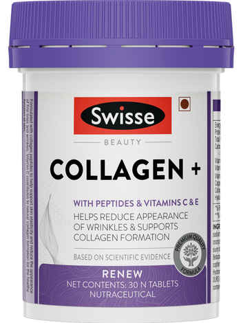 Buy Swisse Beauty Collagen+ Supplement with Peptides & Vitamin C & E for Beautiful Skin 30 Tablets - Purplle