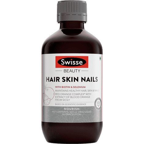Buy Swisse Ultiboost Hair, Skin and Nails Liquid Supplement with Blood Orange Extract, Biotin and Selenium for Hair, Skin and Nail Health (300 ml) - Purplle