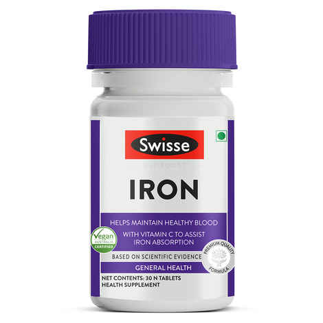 Buy Swisse Ultiboost Iron Supplement with Vitamin C, Vitamin B6 & Vitamin B12 -30 Tablets - Purplle