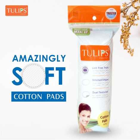 Buy Tulips 50 Round Facial Cotton Pads in a Ziplock Bag (Pack of 2); Made with 100% Pure Soft Cotton, Best for Applying & Removing Makeup, safe for sensitive Skin - Purplle
