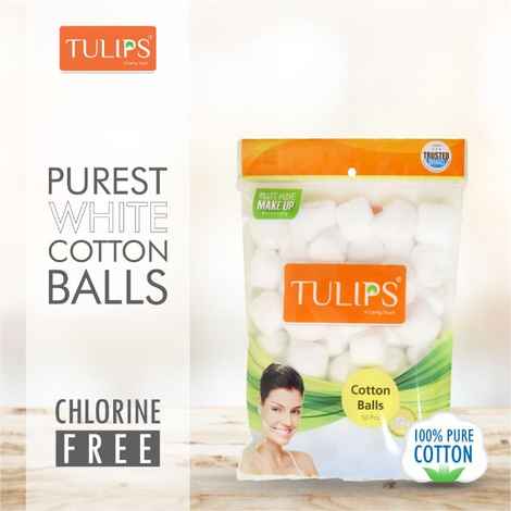 Tulips 50 White Cotton Balls in a Ziplock Bag (Pack of 2)